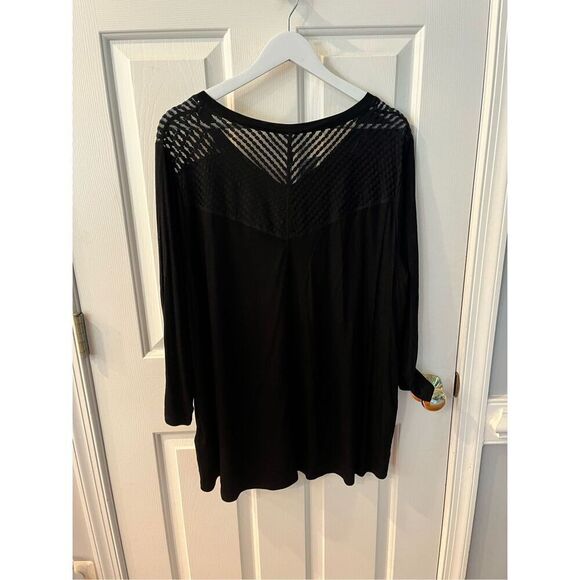 Cable & Gauge Black 3/4 Sleeve Mesh Top Tunic sz 1X NWT - Picture 7 of 8